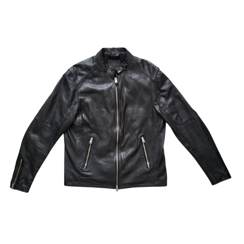 AllSaints Cora Leather Jacket in Black Men's Size XL (RUNS SMALL)